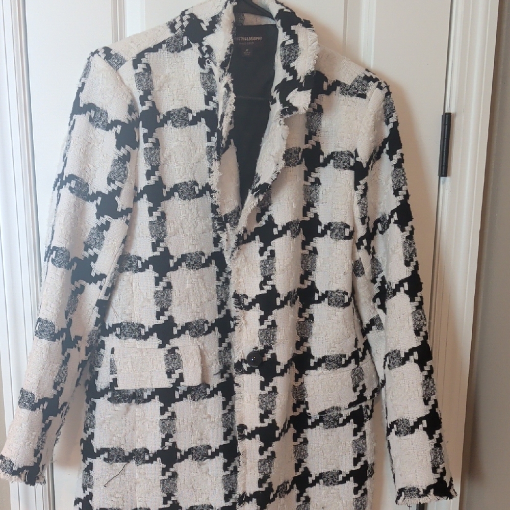 Johnston & Murphy Black and White Textured Blazer
